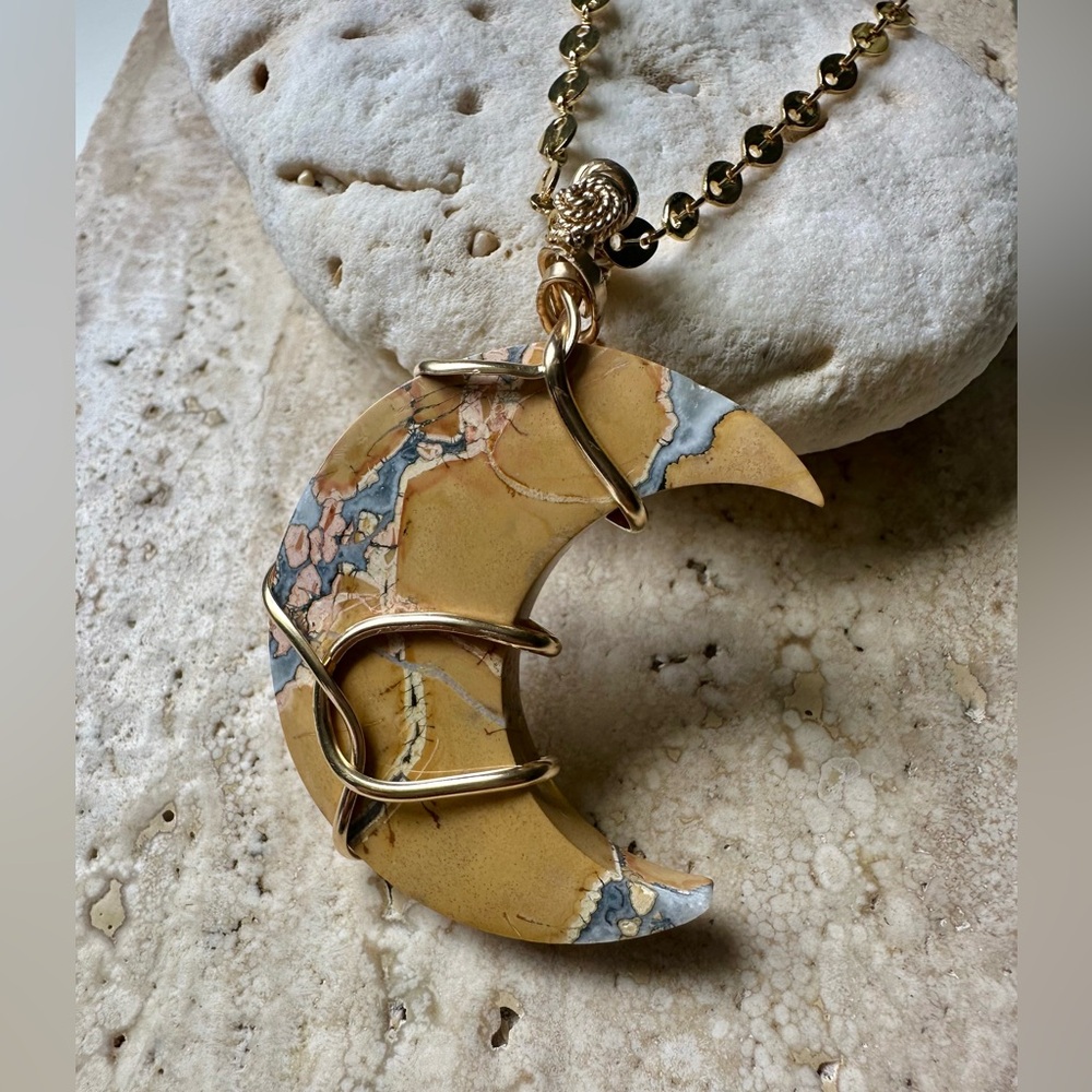 14k Gold Filled Maligano Jasper Stone Necklace Pendant